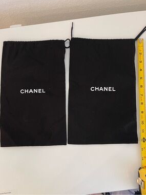 CHANEL Black Drawstring Logo Pouches Duo
